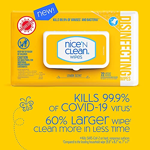Nice 'N Clean Disinfecting Surface Wipes, Lemon Scent - 72 Count Pack