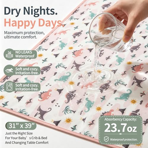 Cartoon Dinosaur Waterproof Bed Wetting Pad 31x39 Inch