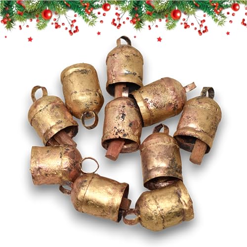 Rustic Cow Bell Set - Handmade Shabby Chic Hanging Bells for Crafts & Decor