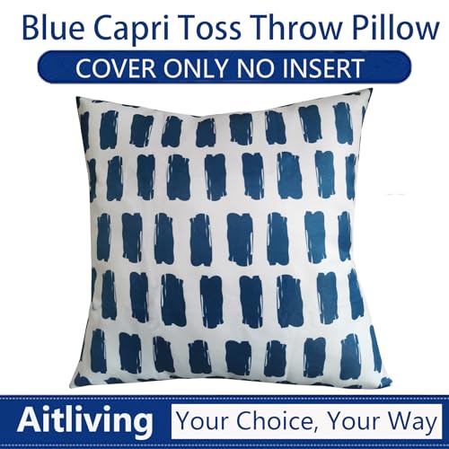 Classic Blue Geometric Throw Pillow Cover – 17x17 Inch Accent
