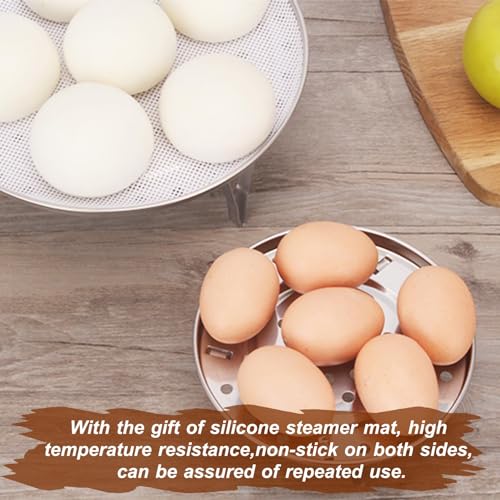 MEGANEOPRE 6.7-inch Round Stainless Steel Steamer Basket with Silicone Liners for Vegetables & Seafood