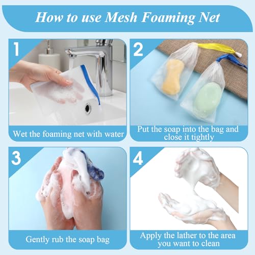 20 Pcs Mesh Soap Bags Exfoliating Soap Saver Pouch with Drawstring