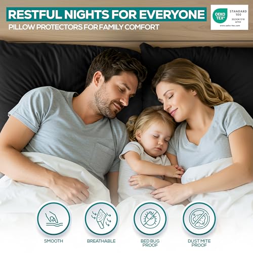 Utopia Bedding King Size Waterproof Pillow Protectors, Black - Set of 2