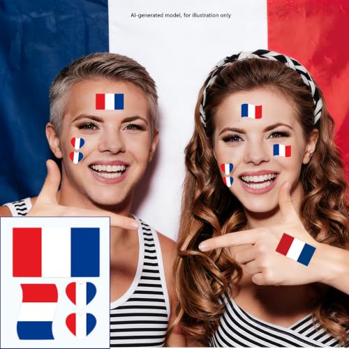 USA Flag Temporary Face Tattoos - 10 Pcs Removable Soccer Party Favors
