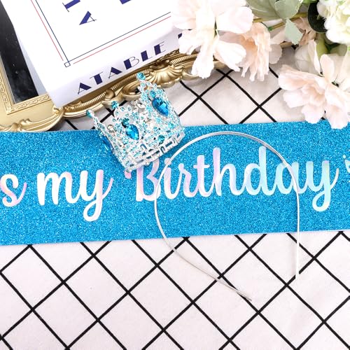 AOPRIE Birthday Sash and Rhinestone Tiara Set for Women and Girls