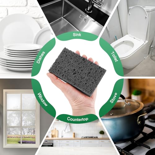 M METERXITY 12-Pack Black Non-Scratch Kitchen Sponges