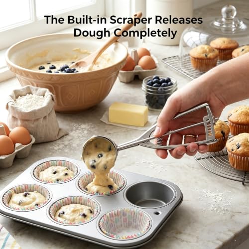 Saebye 4 oz Cookie Scoop with Trigger - Stainless Steel Ice Cream Portion Scoop