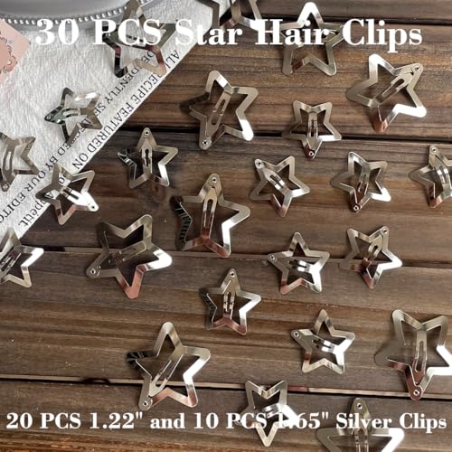 Seneeel 30 PCS Star Hair Clips Snap Metal Non Slip Hair Accessories for Women Girls