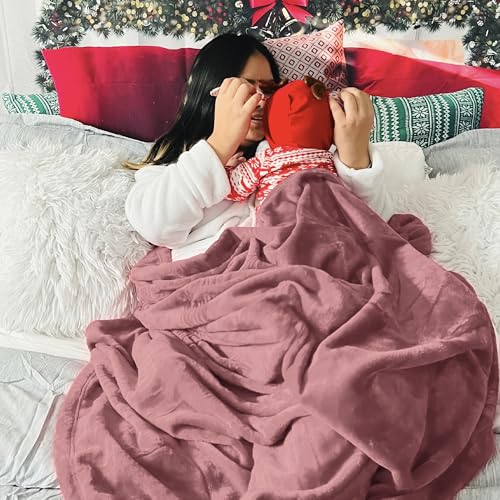 Bedsure Twin XL Fleece Blanket - Lightweight 300 GSM Flannel, Dusty Rose