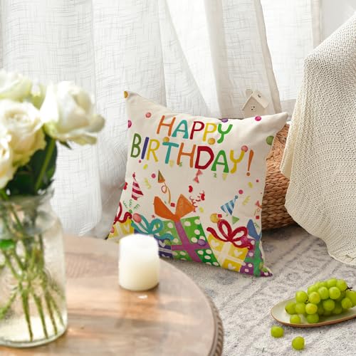Happy Birthday Throw Pillow Cover 18x18 Inch - AVOIN colorlife