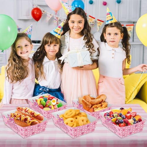 25 Pack Pink Mouse Birthday Party Food Trays - Polka Dot Design