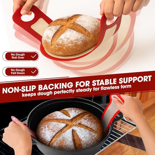 Sourdough Bread Sling Set - 2PCS Non-Stick Silicone Mat with Long Handles