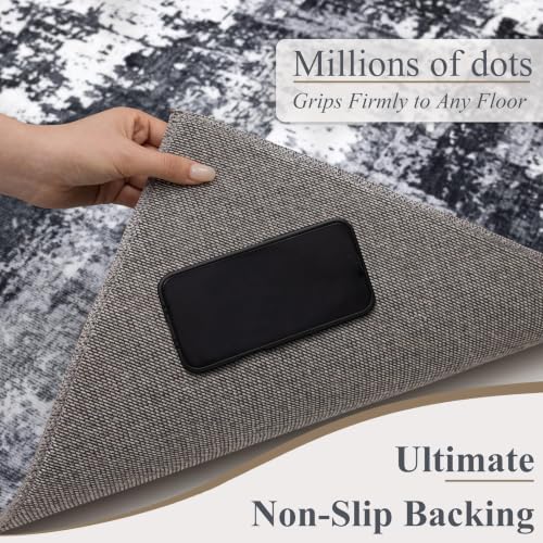 Sasttie 2' x 3' Black & White Abstract Entryway Rug - Soft, Non-Slip