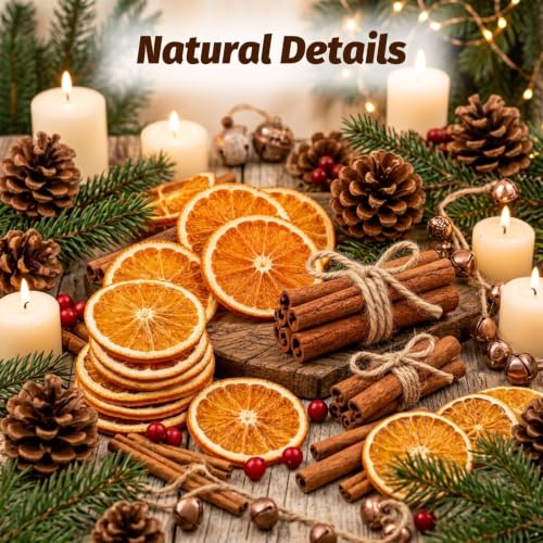 Dried Orange Slices & Pinecones Christmas Ornaments Set with Cinnamon & Hemp Rope