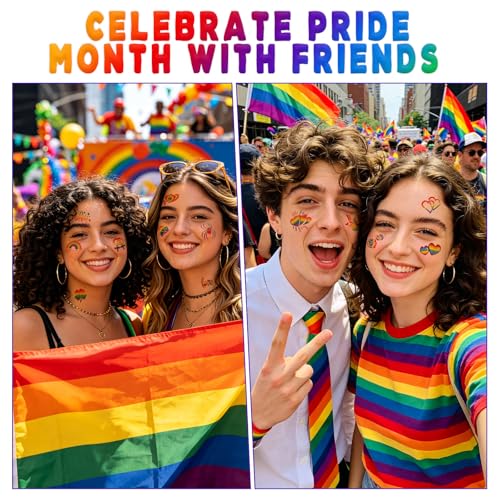 MCKTAT 108 Pcs Glitter Pride Temporary Tattoos Waterproof Body Art