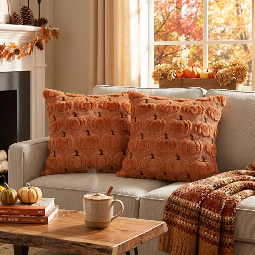 AVOIN colorlife Caramel Fall Throw Pillow Covers 18x18, Set of 2