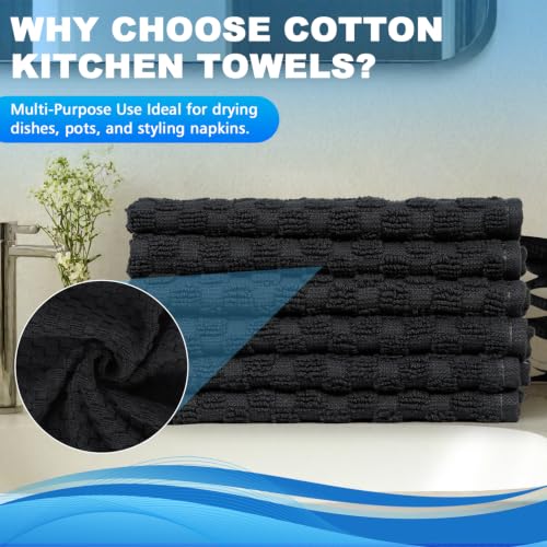 Keith Lun 100% Cotton Wash Cloths, 12x12 Inch, 6-Pack, Black