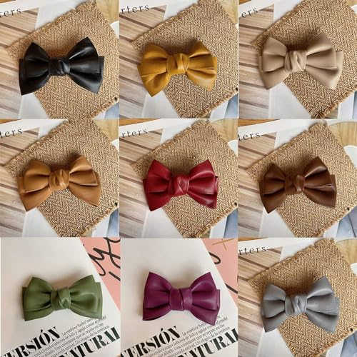 PU Leather Bow Hair Clip Black Korean Style Duckbill Hairpin 8 Inch