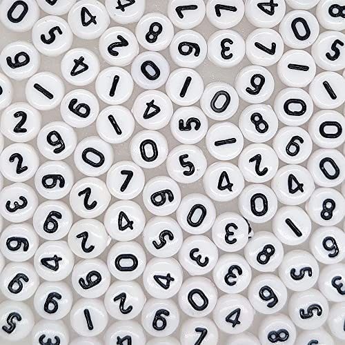 200+ White Round Acrylic Number Beads for Jewelry Making