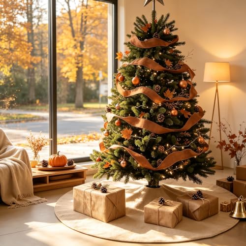 Yuboo 48-Inch Burlap Fall Tree Skirt - Rustic Farmhouse Christmas Decor, Large