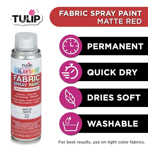 TULIP ColorShot Fabric Spray Paint - Red, 3 oz, Matte, Washable & Quick-Drying