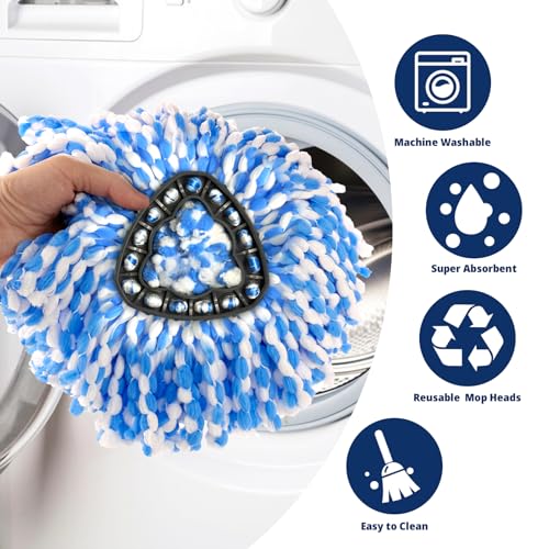 Nuorest Spin Mop Replacement Heads - 3 Pack for RinseClean 2-Tank System