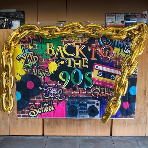 Gold Foil Chain Balloons - 24PCS 16 Inch for 80s 90s Parties