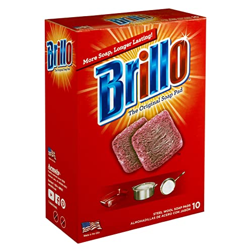 Brillo Steel Wool Soap Pads - Long Lasting Cleaning 10 Count