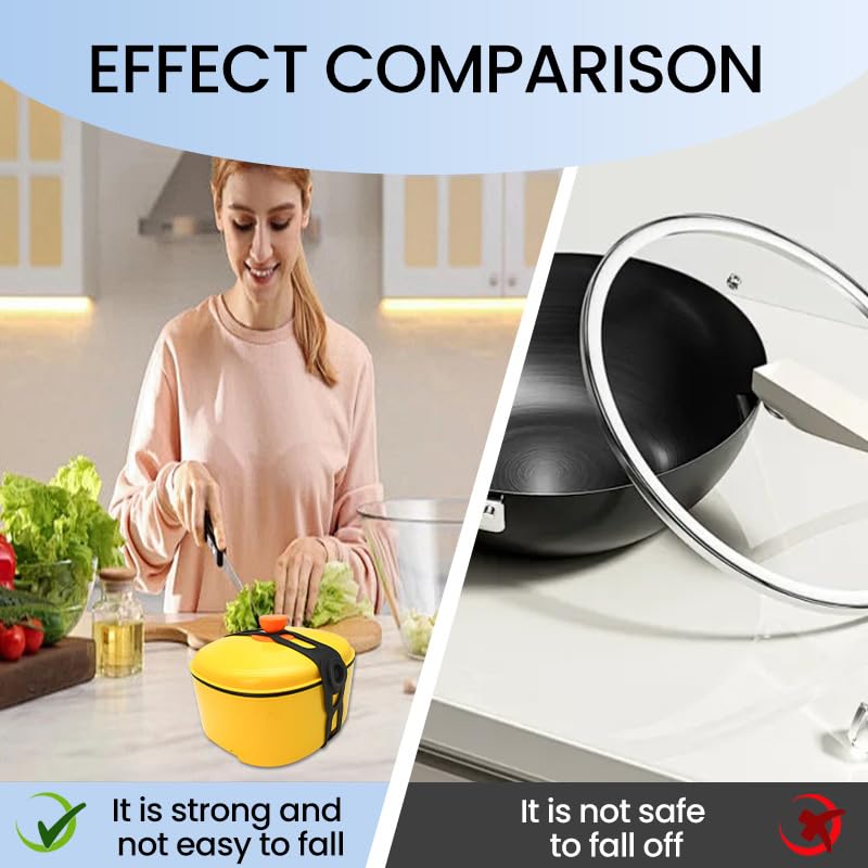 21.5in Reusable Silicone Latch Strap - Black, Heavy-Duty Lid Holder