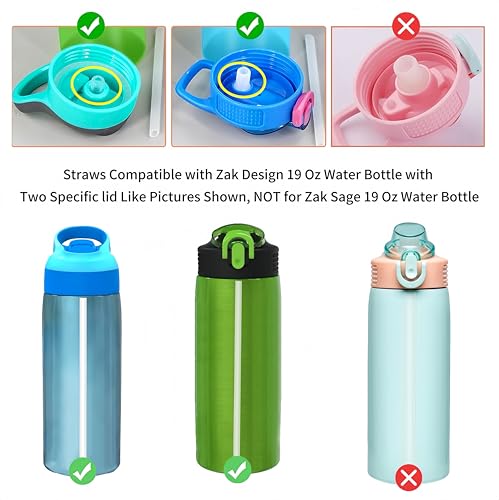 Replacement Straws for Zak Designs 19oz Water Bottle - 6 Straws & Brush