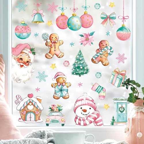 Christmas Window Clings Set - 9 Sheets Holiday Reusable Stickers for Windows, Mirrors & Glass Decor