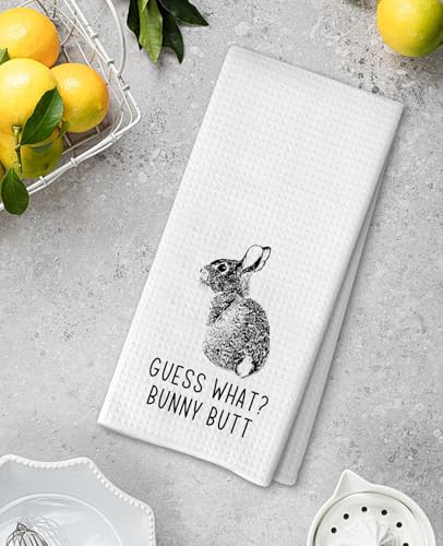 Guess What? Bunny Rabbit Butt Kitchen Towel, 16x24 Waffle Weave Microfiber
