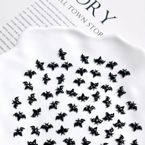 200Pcs Halloween Bat Nail Art Charms 3D Resin Flatback Gems