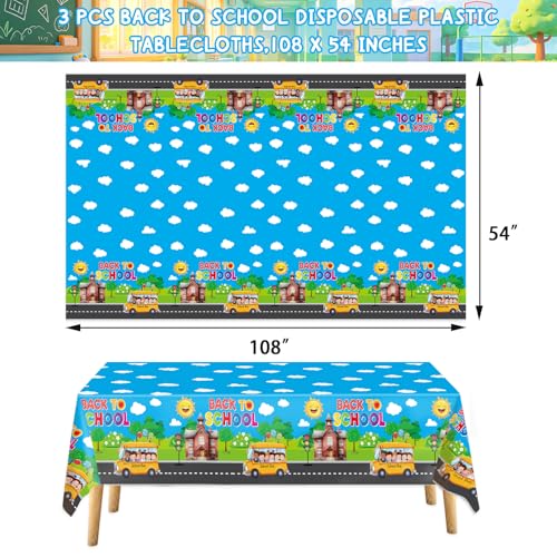 Welcome Back to School Disposable Tablecloths - 3 Pack, 108 x 54 Inches