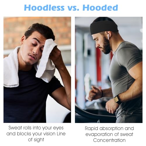 5 Pcs Cooling Workout Headbands, Running Headbands for Men, Sweat Bands Headband Men, Lightweight Moisture-Wicking Non-Slip Sweatband, 4-Way Stretch Breathable for Cycling, Basketball, Yoga, Fitness