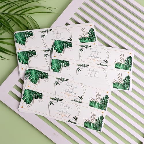 50 Wedding Water Bottle Labels - Leaf Design Thank You Stickers