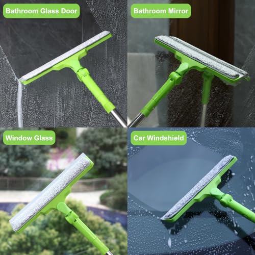 Extendable Shower Squeegee with 12" Wiper Blade & Microfiber Cloth
