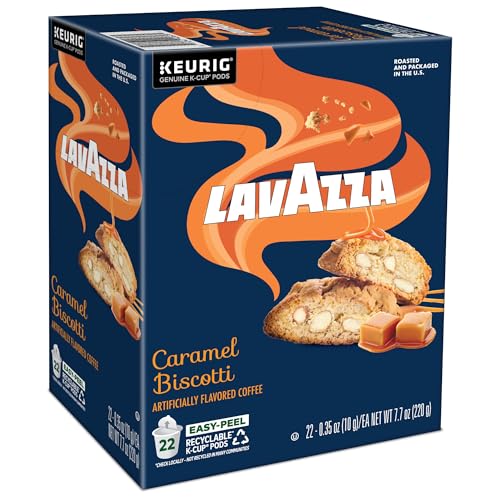 Lavazza Caramel Biscotti Coffee, Single Serve Keurig K-Cup Pods, Flavored Coffee, 88-Count Box (4 Packs of 22)