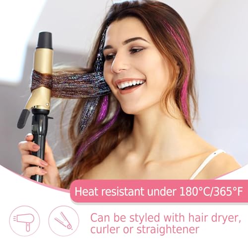 12Pcs Clip-In Hair Tinsel Kit - 23.5 Inch Glitter Extensions
