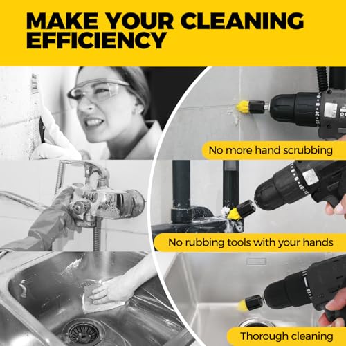 Holikme 6-Piece Drill Brush Set for Deep Cleaning Grout & Tile
