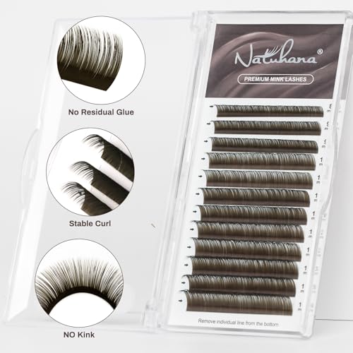 NATUHANA Brown Classic Lash Extensions 0.07mm Mixed Tray Soft Individual