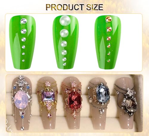Gold & Silver Nail Caviar Beads and Flatback Pearls Set with Tools