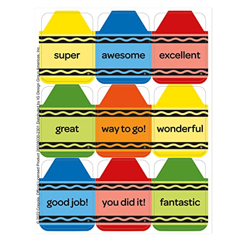 Eureka Crayola Giant Reward Stickers for Kids - 36 Pack