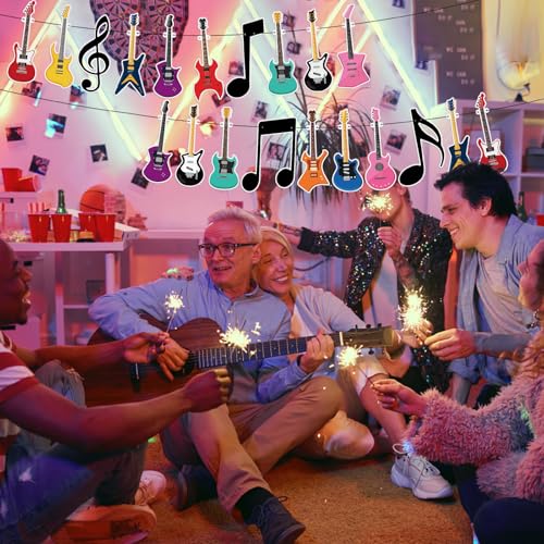 Guitar Cutout Banner for Music Theme Party Decor - 20 Pieces