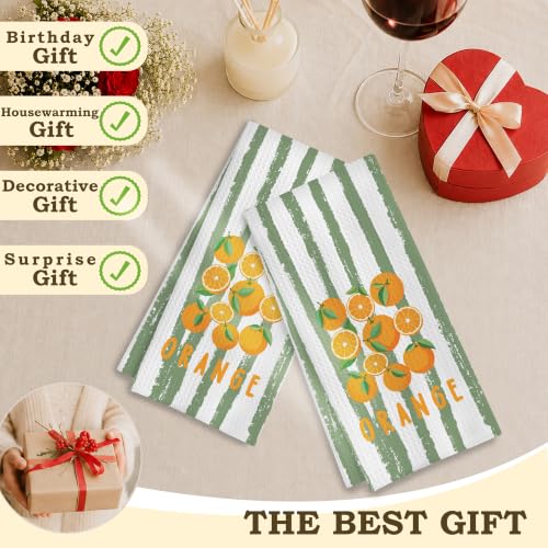 Orange Citrus Kitchen Towels - Decorative Hand Towels 16x24