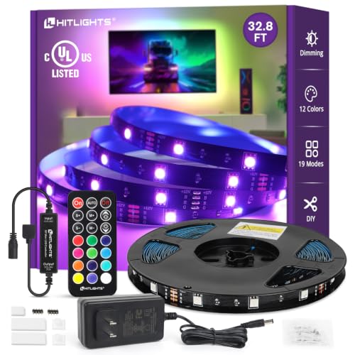 32.8ft RGB LED Strip Lights Kit with Remote, Ultra Bright, Color Changing for Home & TV