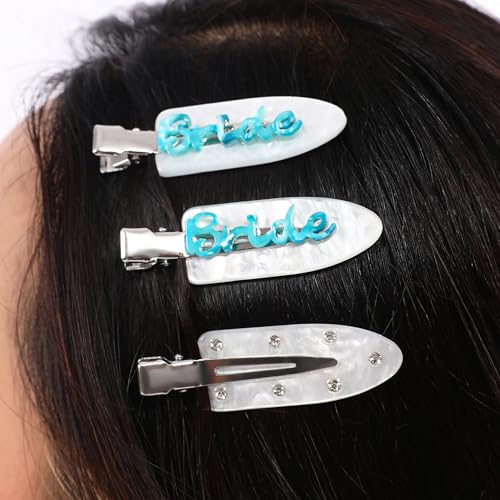 Bridal Hair Clips 5-Piece Set – White & Blue Bride & Bridesmaid Accessories