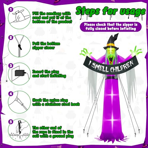 13FT Halloween Inflatable Witch Yard Decor - Large Scary Blow Up with Lights - Variation of THIS listing