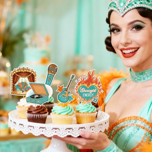 Showgirl Birthday Party Decorations - 36 Pcs Music Theme Cupcake Toppers