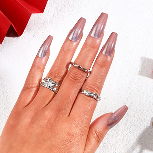 MLEN DIARY Medium Coffin Press on Nails - 24 PCS Acrylic Fake Nails